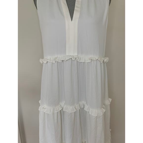 Amanda Uprichard Wilma Midi Tiered Dress in White Medium Pullover Sleeveless - Picture 3 of 6